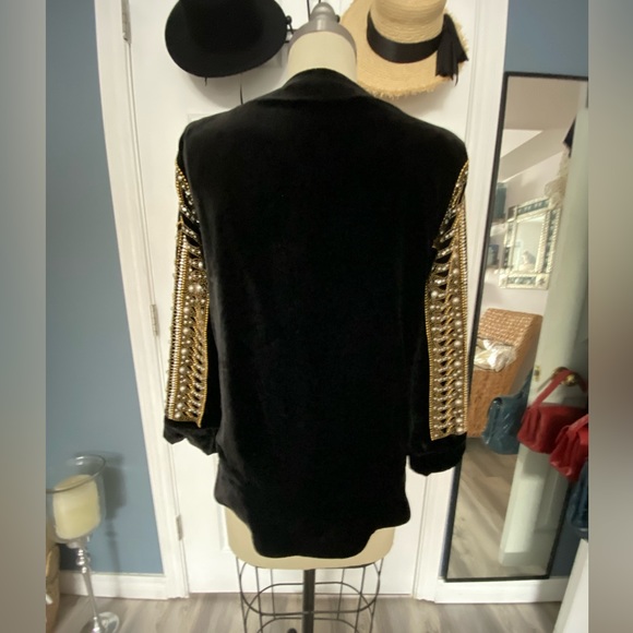 BALMAIN For H&M Embroidered Gold Top Limited Edition Size 8 - Picture 6 of 12